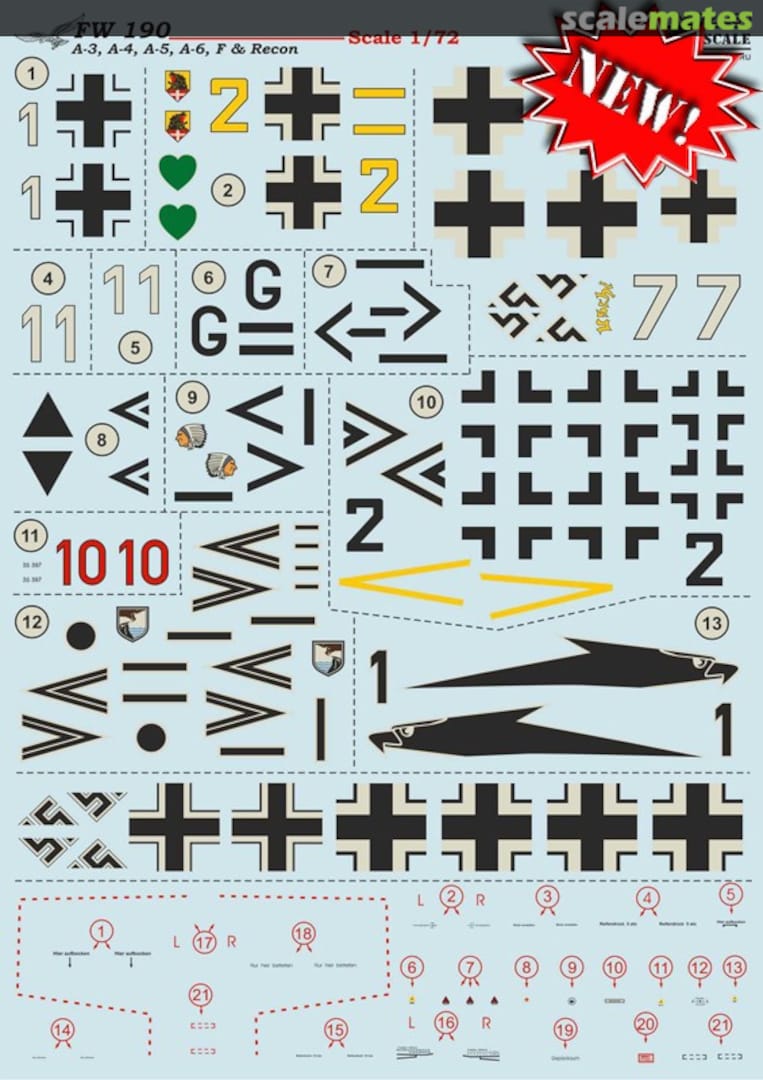 Boxart FW 190 A-3, A-4, A-5, A-6, F & Recon 72-230 Print Scale