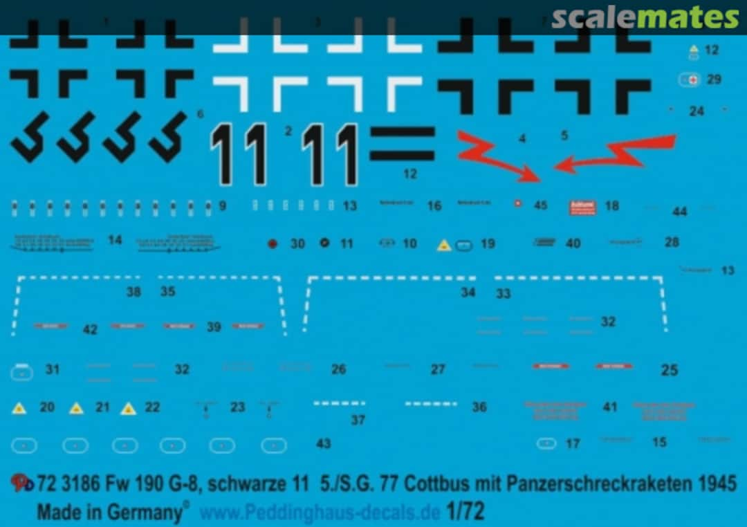 Boxart FW 190 G-8 5./SG. 77 Cottbus 72 3186 Peddinghaus-Decals