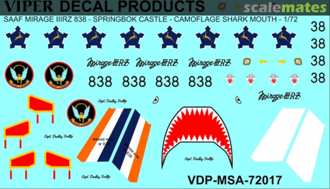 Boxart SAAF Mirage IIIRZ MSA72017 Viper Decal Products