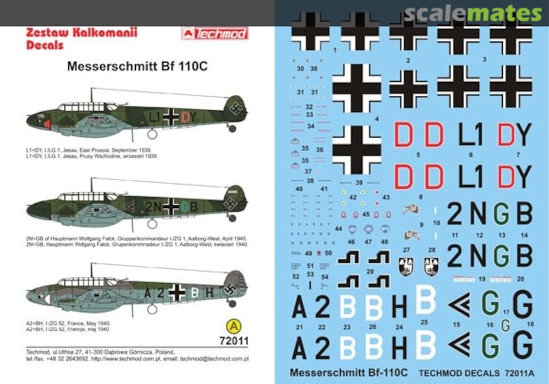 Boxart Messerschmitt Bf 110C 72011 Techmod