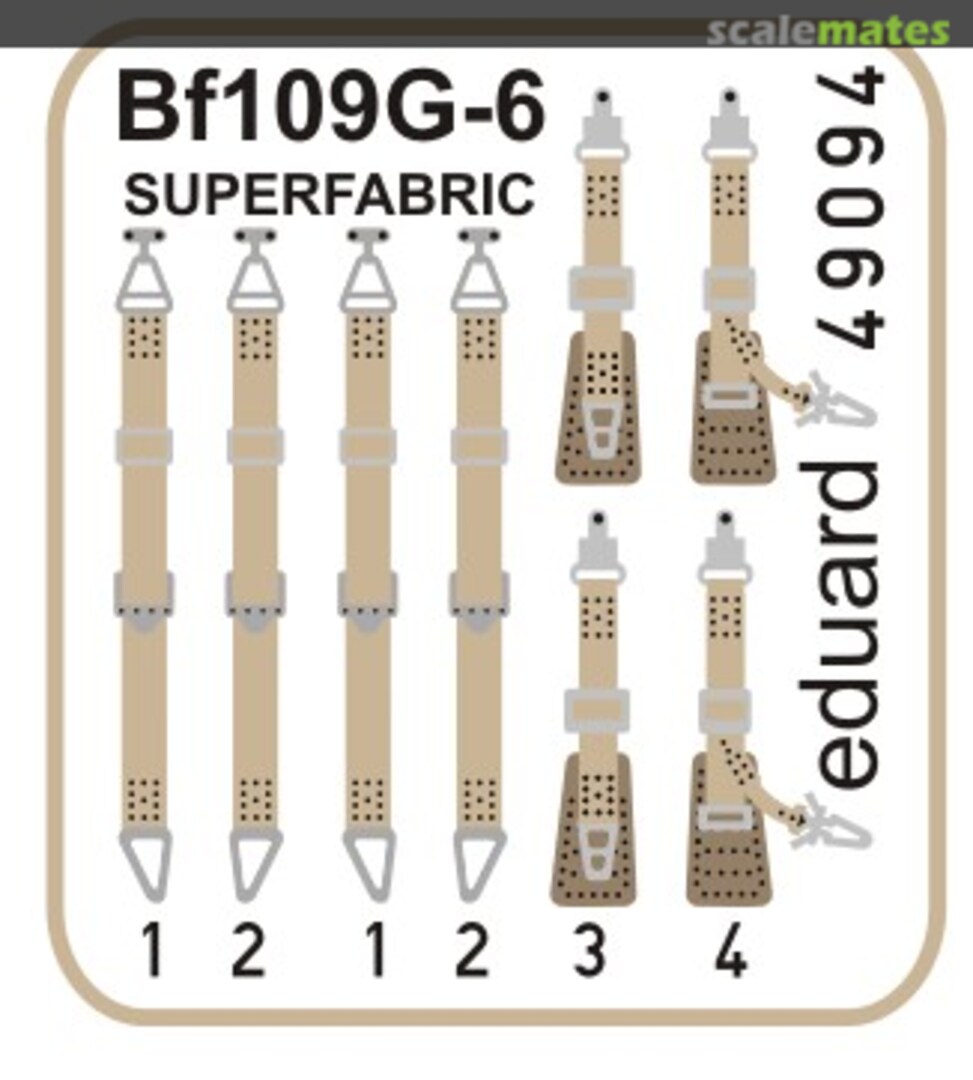 Boxart Bf 109G seatbelts SUPERFABRIC 49094 Eduard