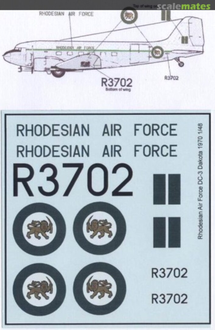 Boxart Rhodesian Air Force DC-3 Dakota MAV-RZ4809 MAV Decals