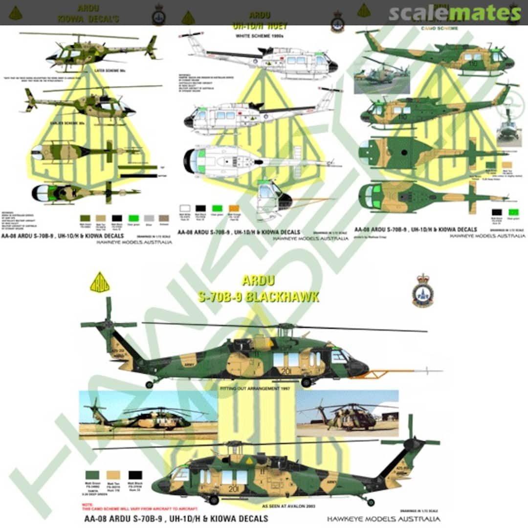 Boxart ARDU, S-70A-9 UH-1D/H & Kiowa AA-08 Hawkeye Models