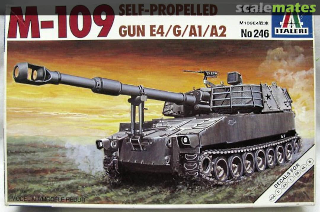 Boxart M-109 Self Propelled Gun E4/G/A1/A2 246 Italeri