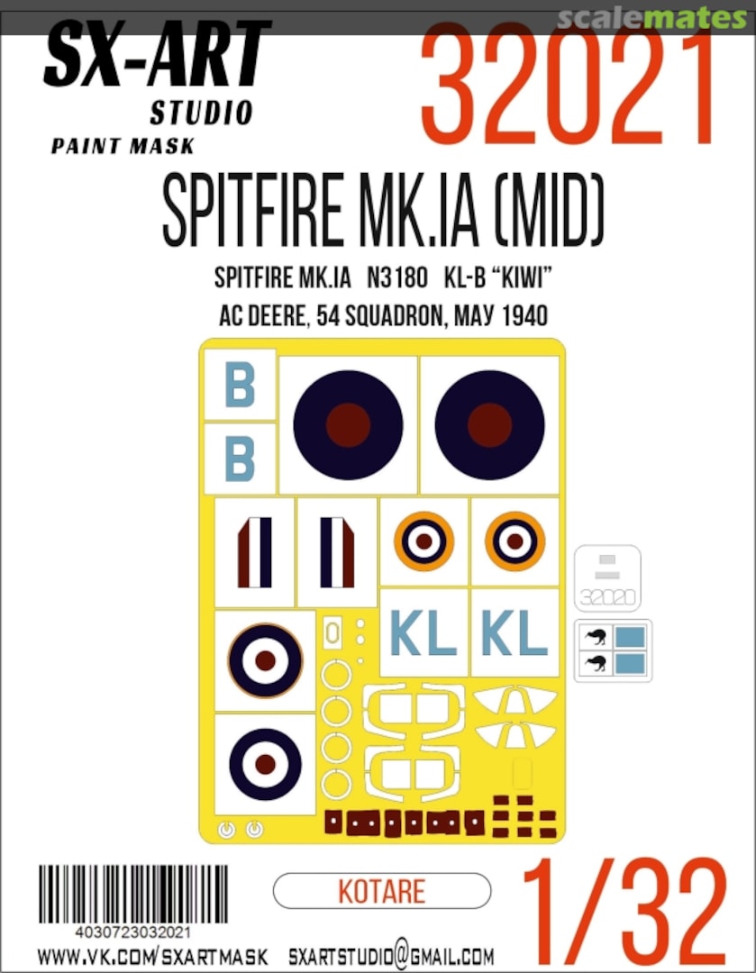 Boxart Spitfire Mk. IA (Mid) masks 32021 SX-Art