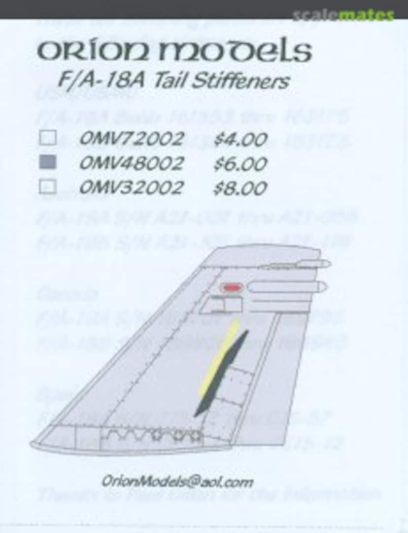 Boxart F/A-18A Tail Stiffeners OMV48002 Orion Models