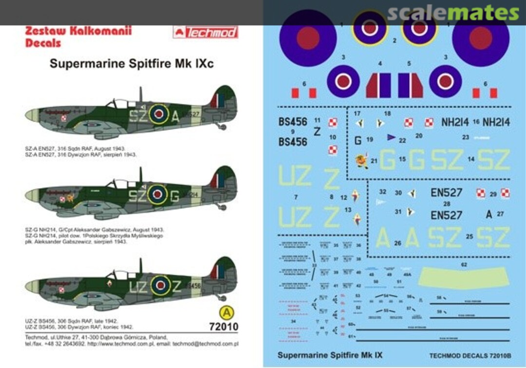 Boxart Supermarine Spitfire Mk.IX 72010 Techmod