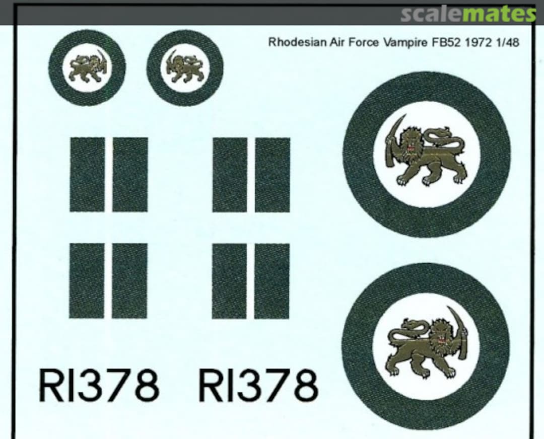 Boxart Rhodesian Air Force Vampire FB52 MAV-RZ4803 MAV Decals