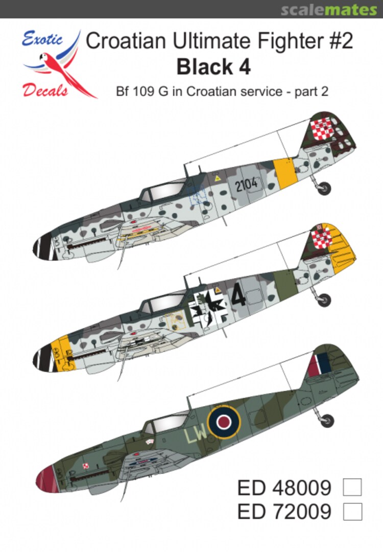 Boxart Croatian Ultimate Fighter #2 - Black 4 - Bf 109 G in Croatian service - part 2 ED48009 ToRo Model