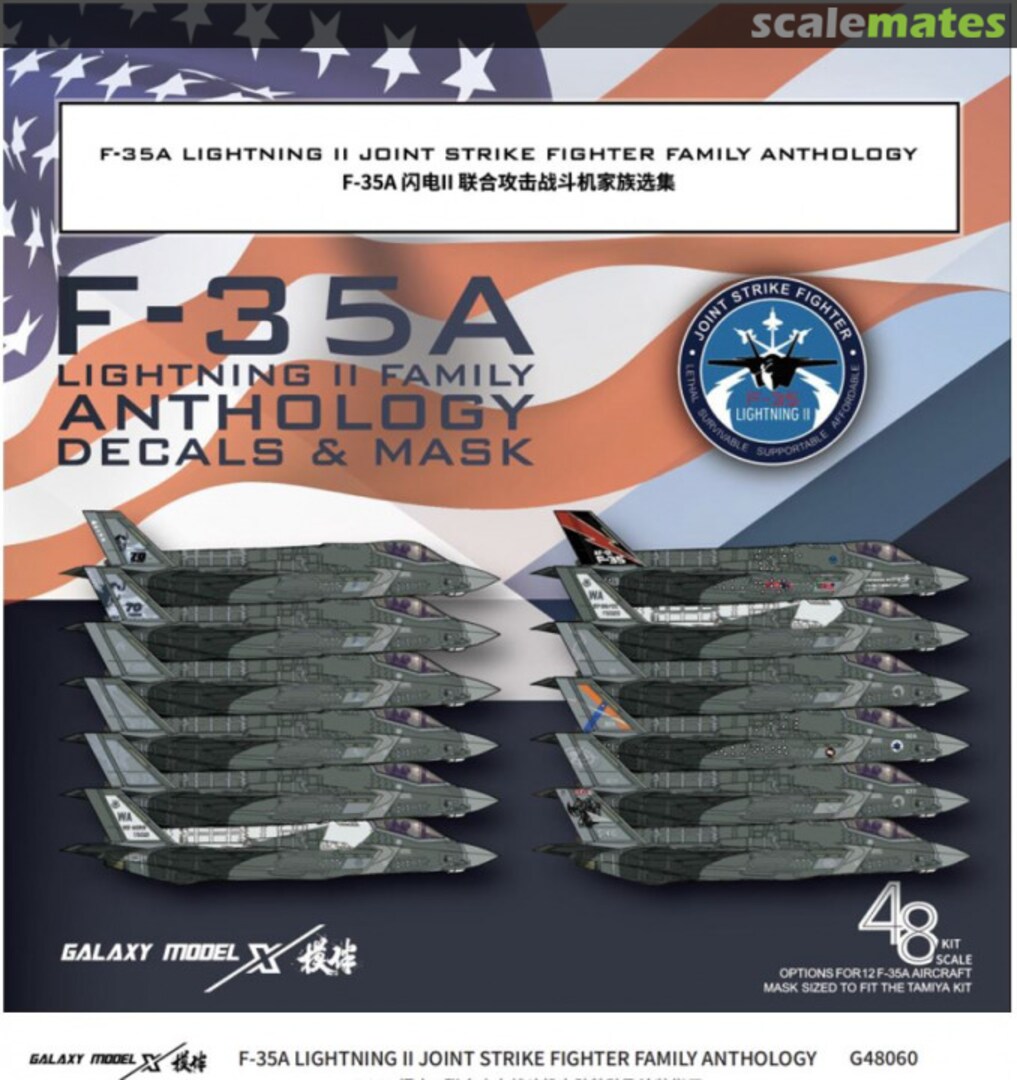 Boxart F-35A Lightning II Joint Strike Fighter Family Anthology Decals & Mask G48060 Galaxy Model