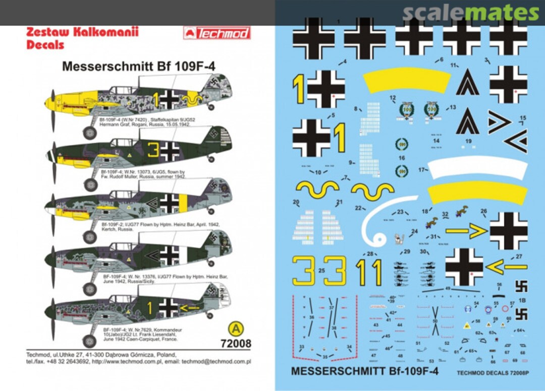 Boxart Messerschmitt Bf 109 F-4 72008P Techmod