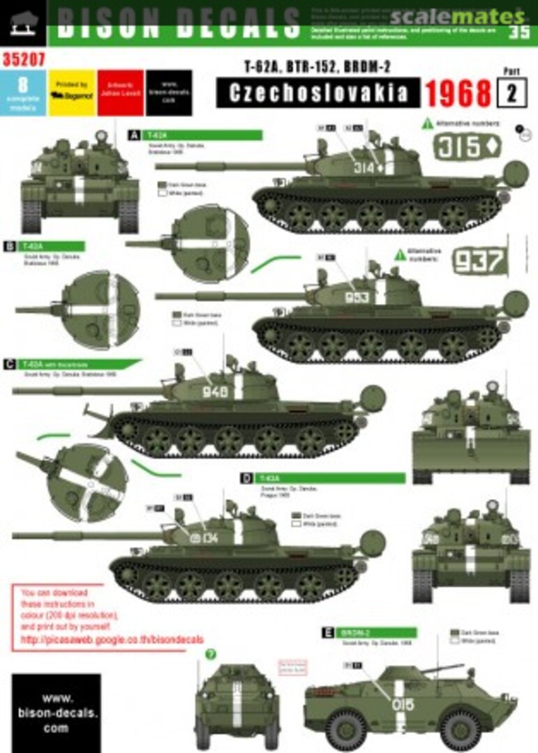 Boxart Soviet tanks and APCs during the W.P. invasion of Czechoslovakia 35207 Bison Decals