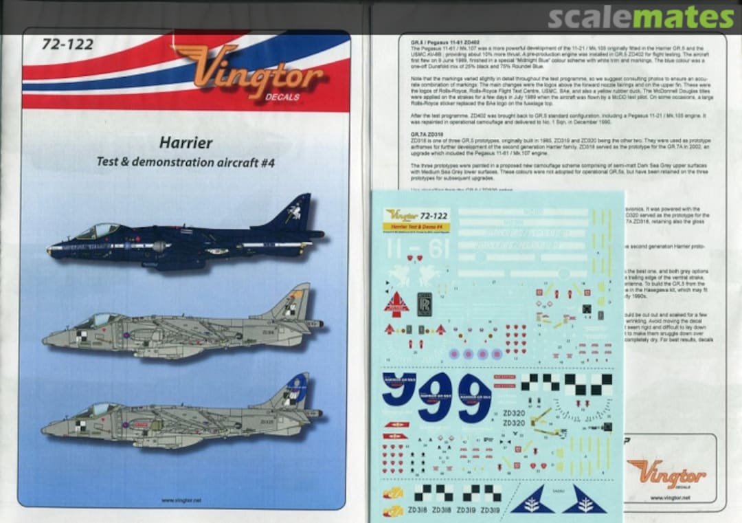 Contents Harrier 72-122 Vingtor Decals