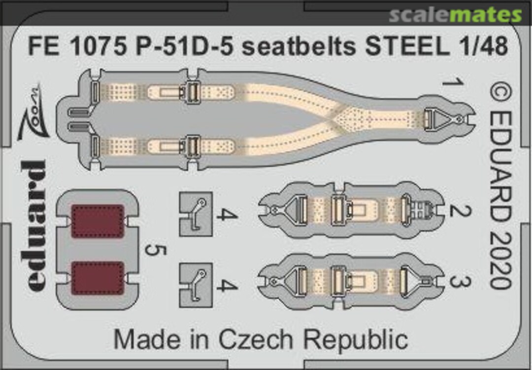 Boxart P-51D-5 seatbelts STEEL AIRFIX FE1075 Eduard