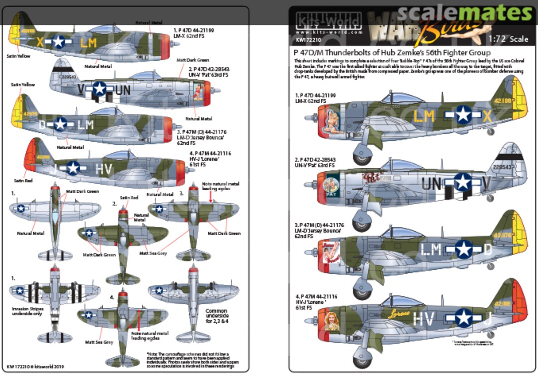 Boxart P-47D/M Thunderbolts of Hub Zemke’s 56th Fighter Group KW172210 Kits-World