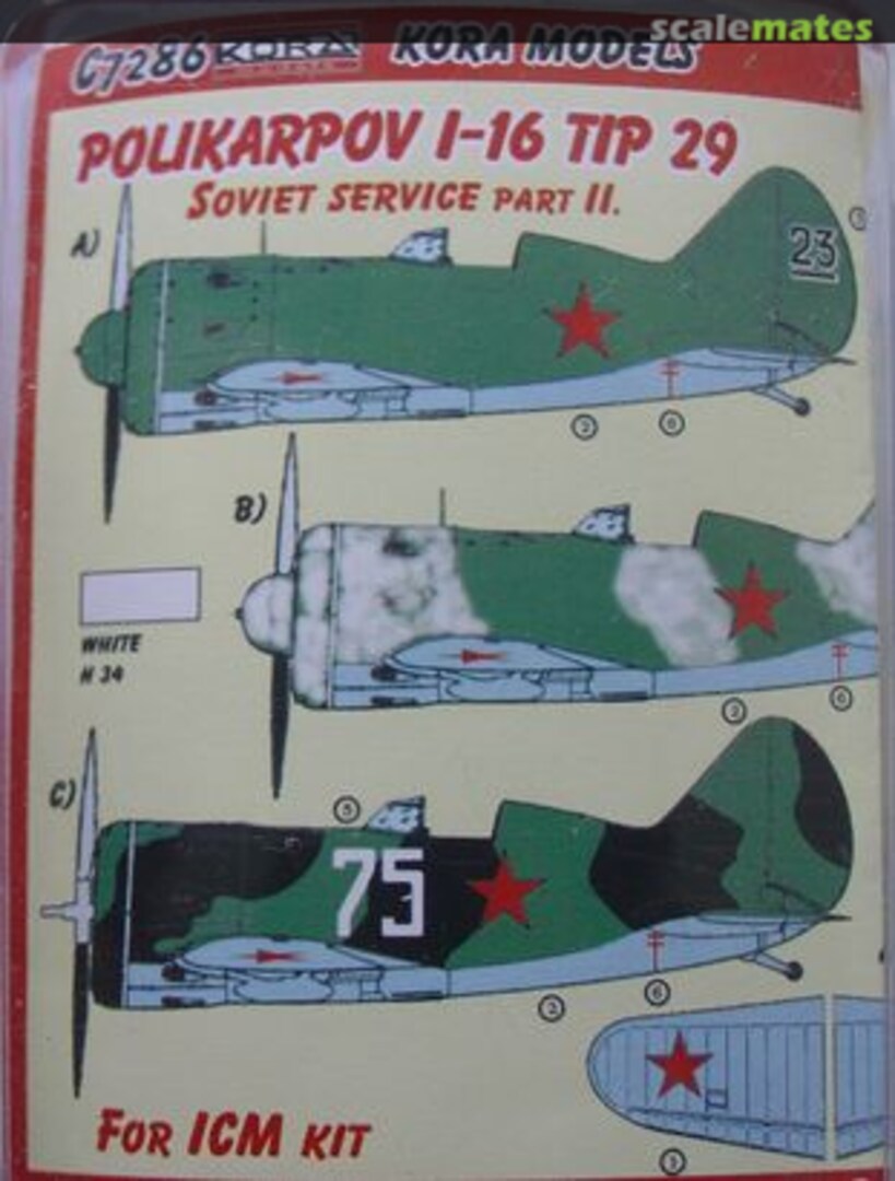 Boxart Polikarpov I-16 Tip 29 C7286 Kora Models