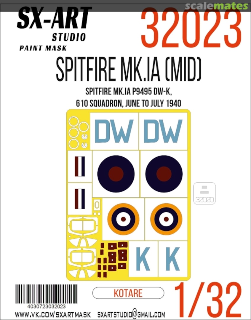 Boxart Spitfire Mk. IA (Mid) masks 32023 SX-Art