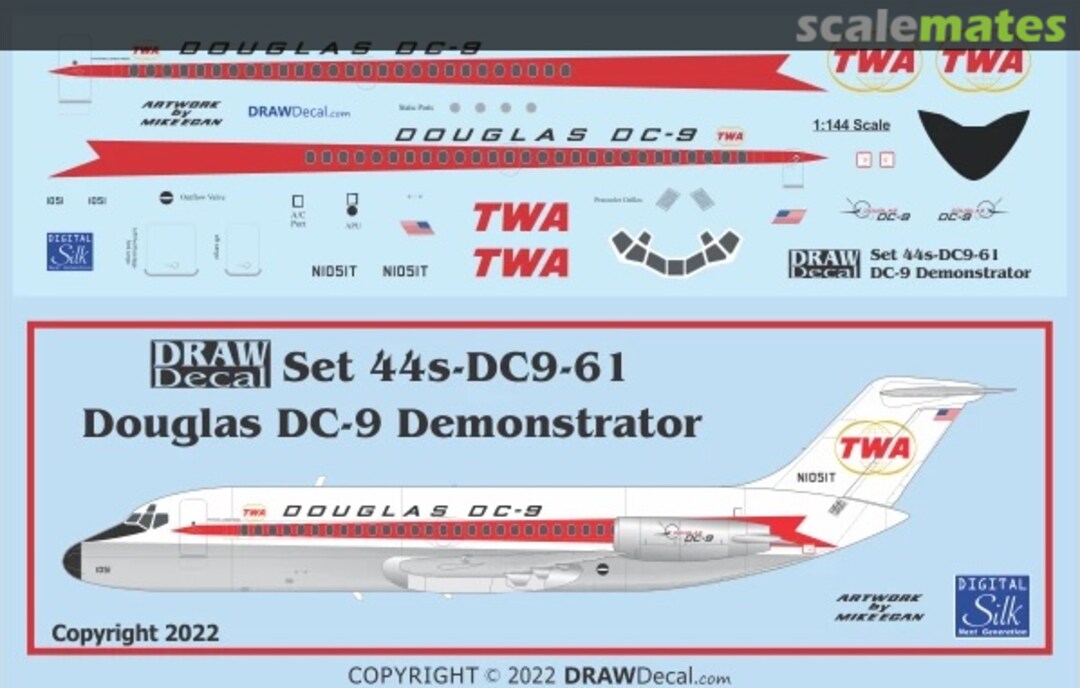 Boxart Douglas DC-9 Demonstrator 44-DC9-61 Draw Decal