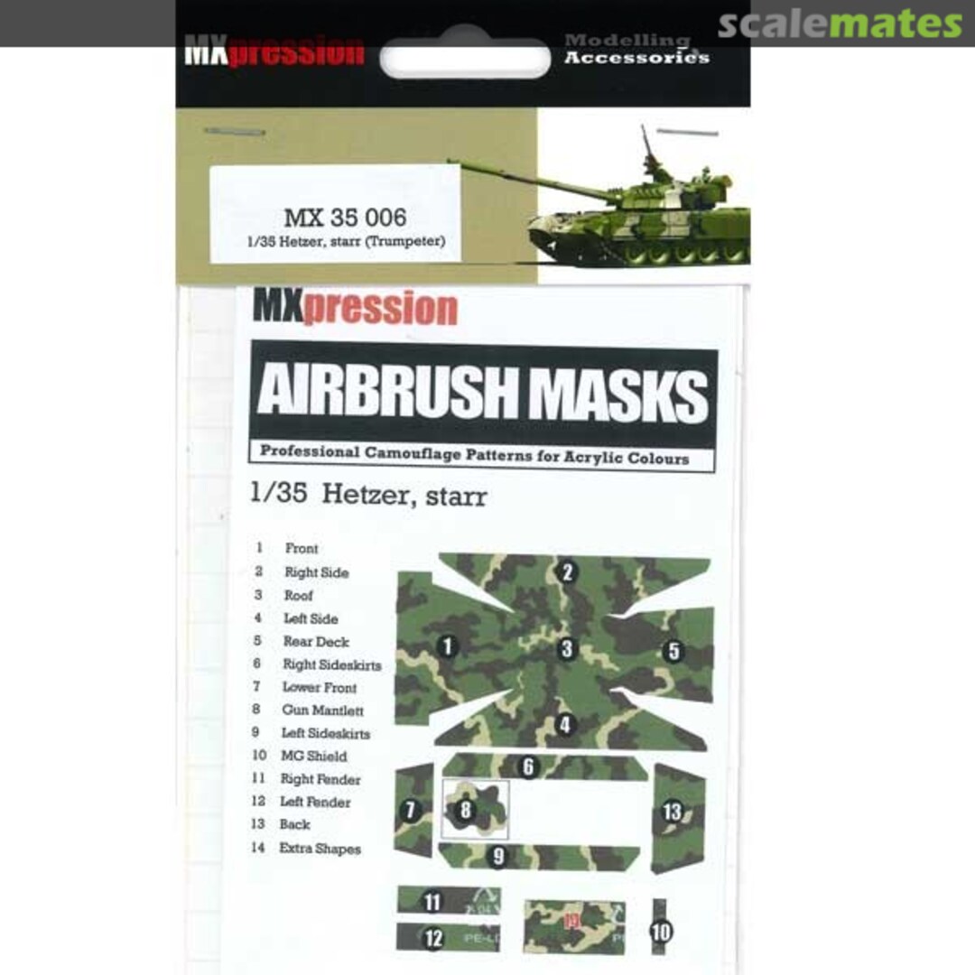 Boxart Hetzer, starr ( Trumpeter ) Airbrush Mask MX35006 MXpression