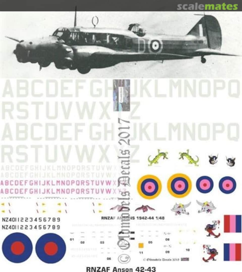 Boxart RNZAF Ansons 1942-43 OMD0781 Oldmodels Decals