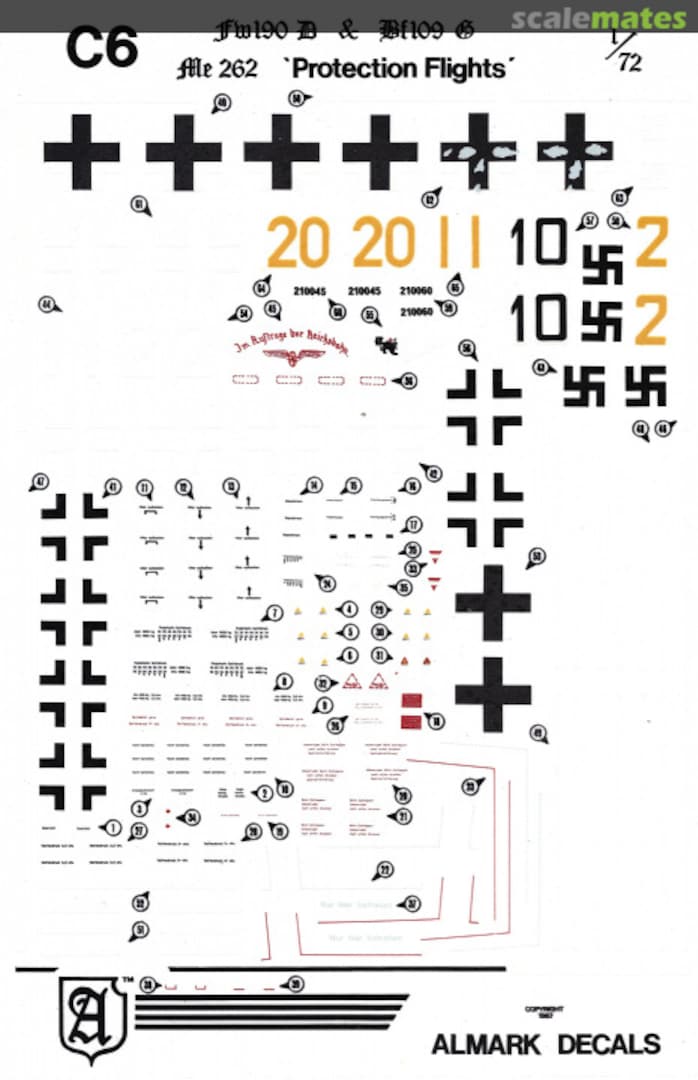 Boxart Me 262 Protection Flights C6 Almark Decals