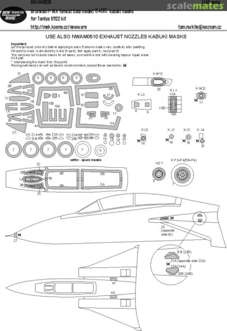 Boxart Grumman F-14A Tomcat (late model) BASIC kabuki masks NWAM0938 New Ware