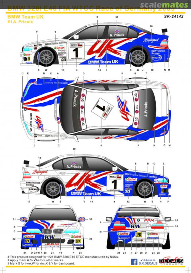 Boxart BMW 320i E46 FIA WTCC Race of Germany 2005 SK-24142 SK Decals