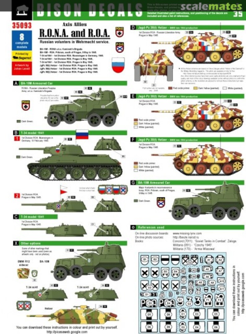 Boxart R.O.N.A and R.O.A. markings 35093 Bison Decals