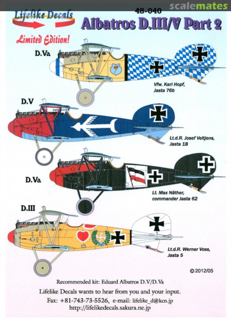 Boxart Albatros D.III/V 48-040 Lifelike Decals