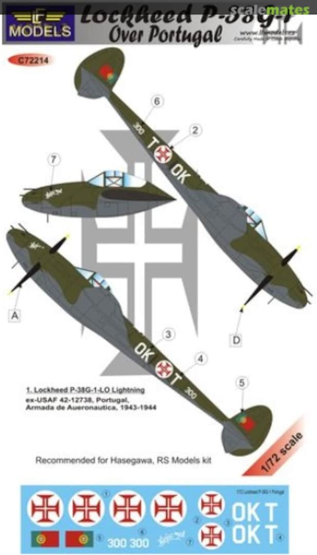 Boxart Lockheed P-38G-1 over Portugal C72214 LF Models