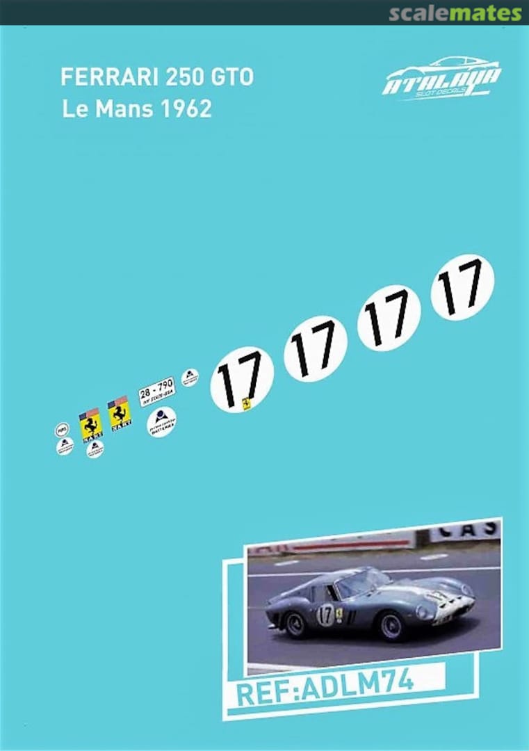 Boxart Ferrari 250 GTO´62 #3387GT NART [28-790] ADLM74 Atalaya Slot Decals