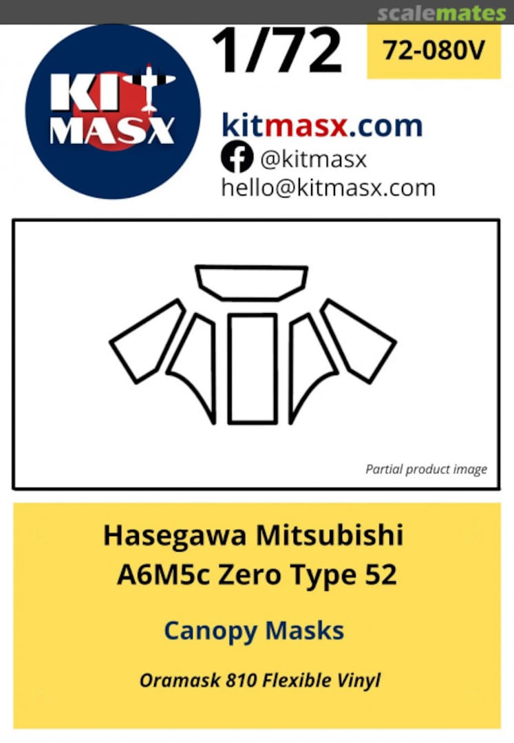 Boxart Mitsubishi A6M5c Zero Type 52 Canopy Masks 72-080V Kit Masx