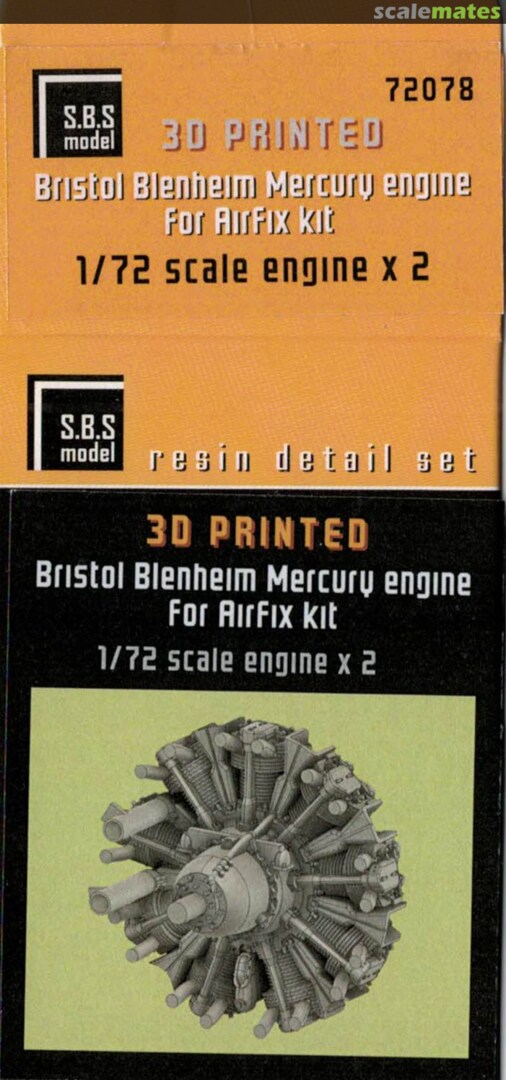 Boxart Bristol Blenheim Mercury engine 72078 SBS Model