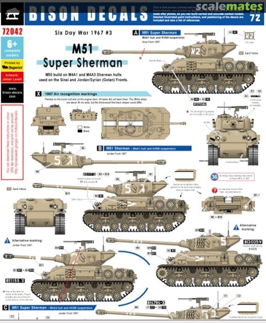 Boxart Israeli M51 Super Shermans in the Six Day War 1967 72042 Bison Decals