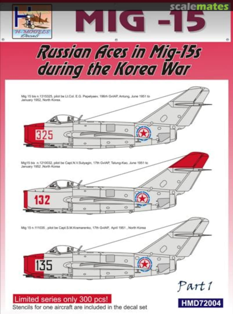 Boxart Russian Aces in MiG-15s during the Korean War, Part 1 HMD72004 H-Models Decals