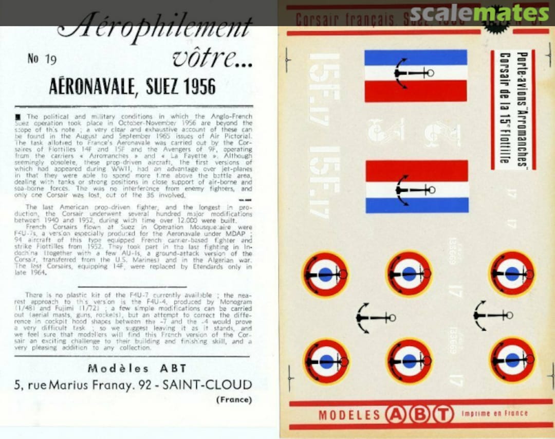 Boxart Corsair francais Suez, 1956 01 ABT Decals