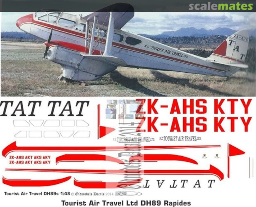 Boxart Tourist Air Travel NZ Ltd. DH89 Rapides OMD0428 Oldmodels Decals