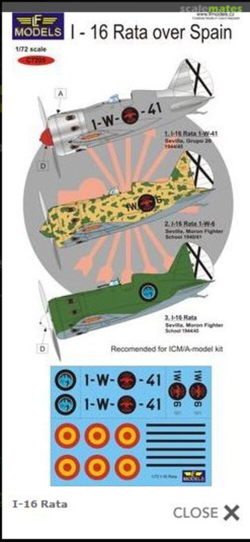 Boxart I-16 Rata over Spain C7205 LF Models