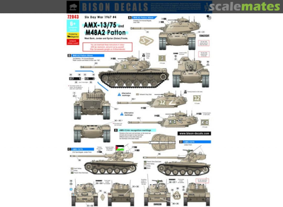 Boxart AMX-13/75 and M48A2 Patton 72043 Bison Decals