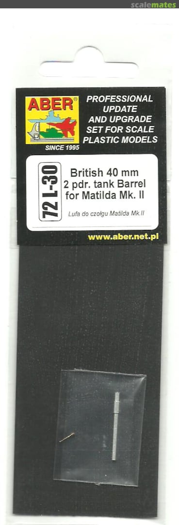 Boxart British 40 mm 2 pdr. tank Barrel for Matilda Mk.II 72L30 Aber