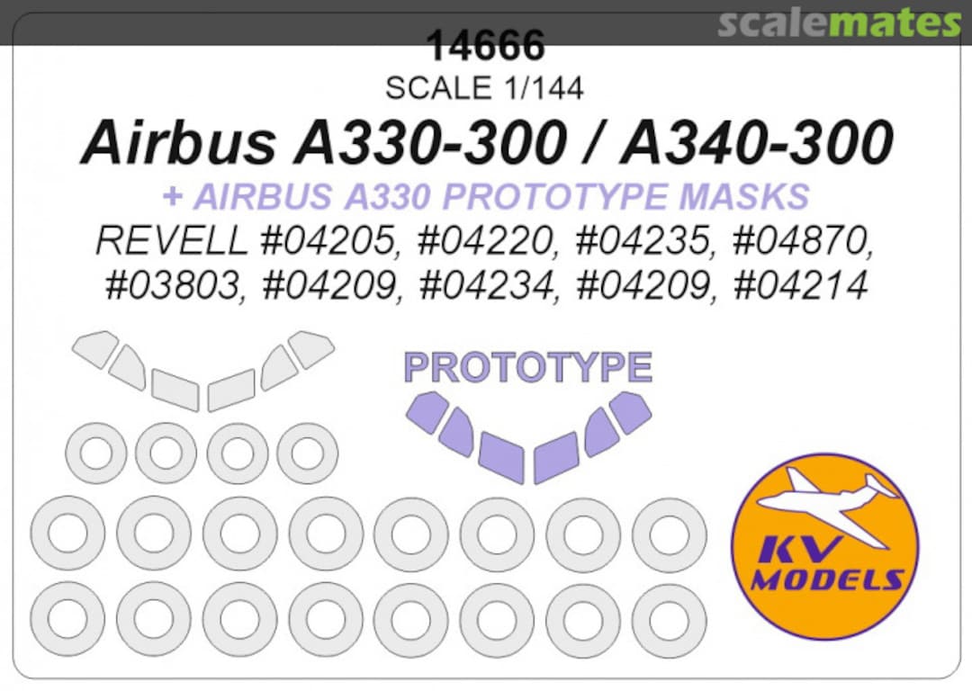 Boxart Airbus A330 / A340 + A330 Prototype masks 14666 KV Models