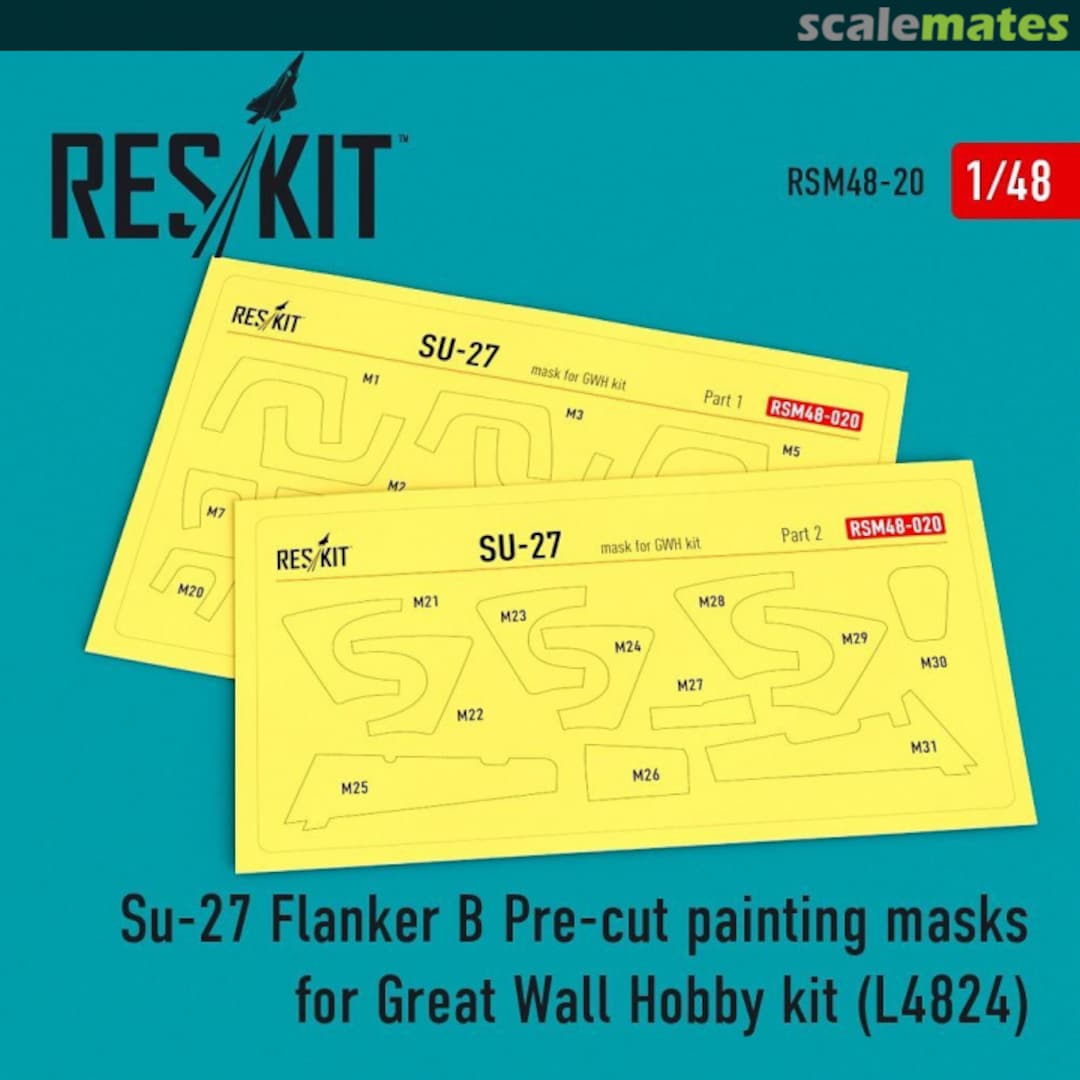 Boxart Su-27 Flanker B - painting masks RSM48-0020 ResKit