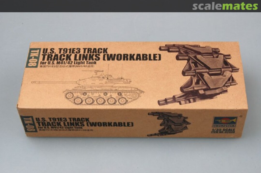 Boxart T91E3 Track track links (workable) 02038 Trumpeter