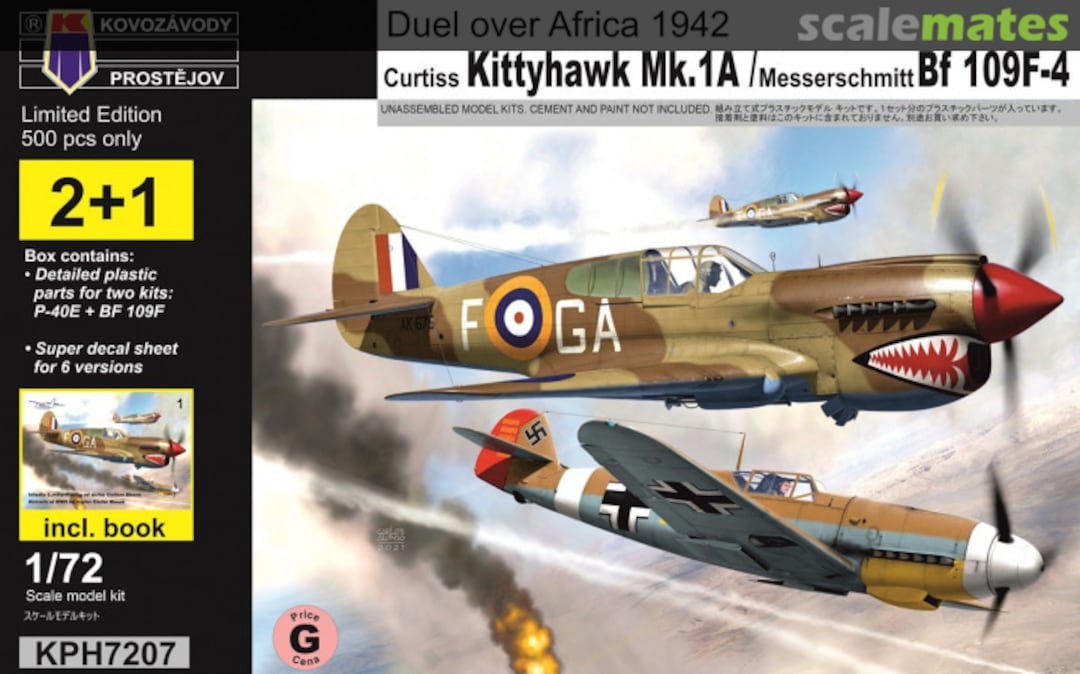 Boxart Curtiss Kittyhawk Mk.IA / Messerschmitt Bf 109F-4 KPH7207 Kovozávody Prostějov