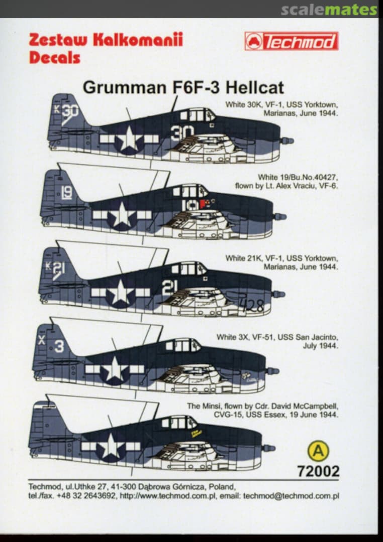 Contents Grumman F6F-3 Hellcat 72002 Techmod