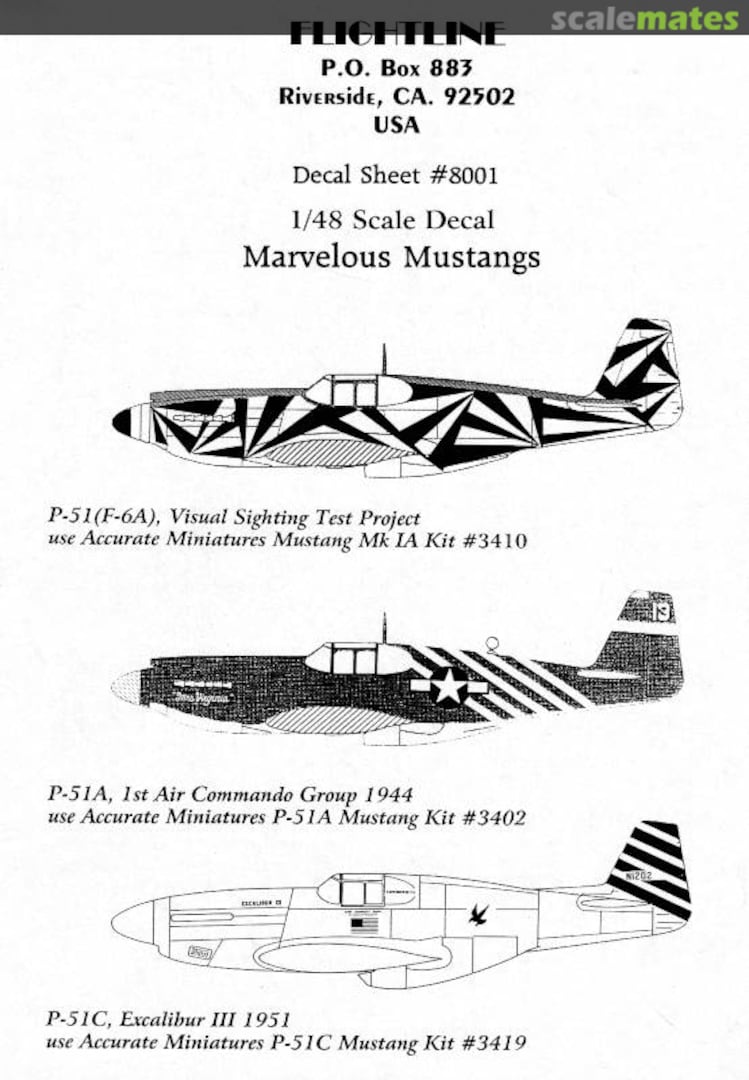 Boxart Marvelous Mustangs 8001 Flightline Decals