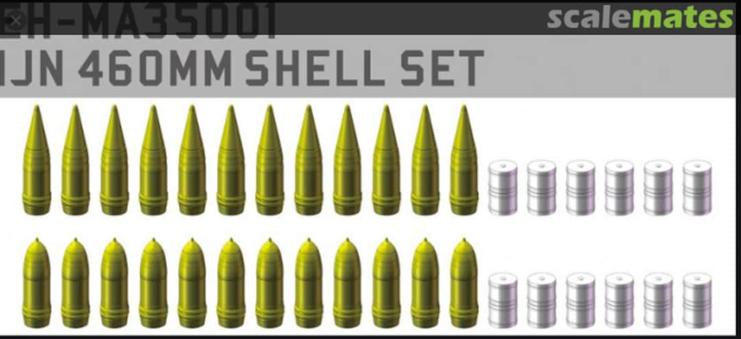 Boxart IJN BB Yamato Class 460mm Main Gun Shell Set (Type 91, Type 3, Charge, 12pcs) MA35001 EPIC Hobby