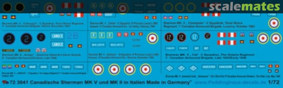 Boxart Kanadische Sherman Panzer in Italien 72 3041 Peddinghaus-Decals