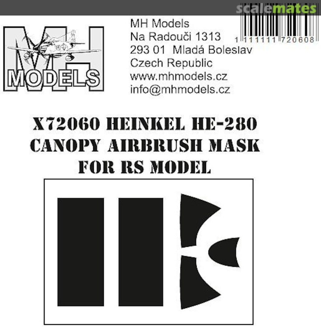 Boxart Heinkel He-280 Canopy Airbrush Mask X72060 MH Models