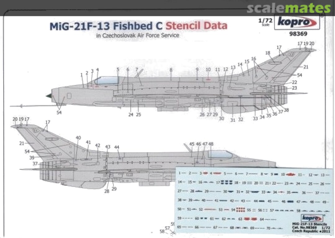 Boxart MiG-21F-13 Fishbed C Stencil Data 98369 Kopro